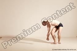 Underwear Gymnastic poses Man White Slim Bald Brown Dancing Dynamic poses Academic